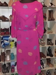 Vintage PBJ fushia purplish 70s 80s dress S M